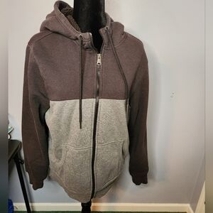 George Men's(38-40) Faux Sherpa Fleece Lined Jacket With Hood Black Soot/Charcoa